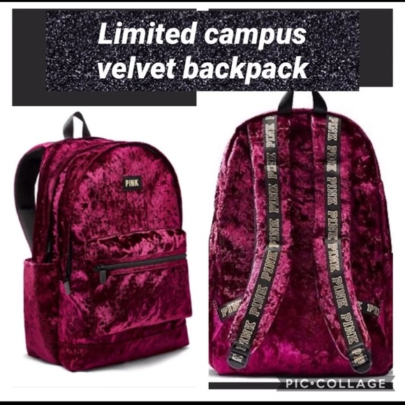 VS PINK VELVET CAMPUS BACKPACK BASEBALL CAP RUBY main image 2